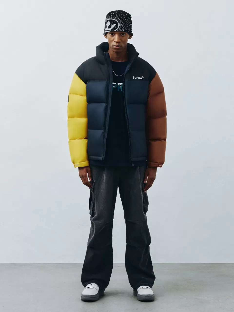 Down^SUPRA Color Block Short Down Jacket