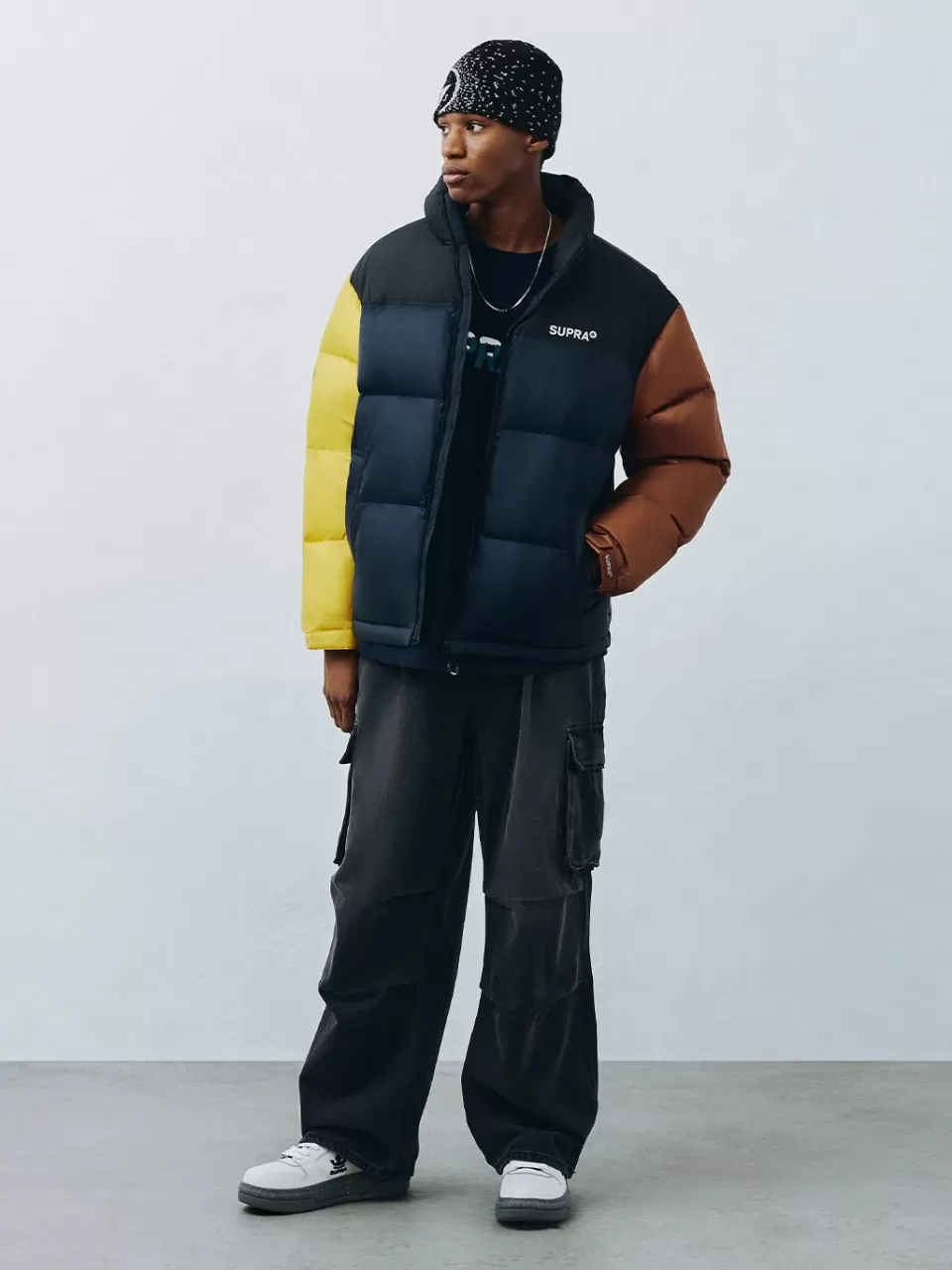 Down^SUPRA Color Block Short Down Jacket