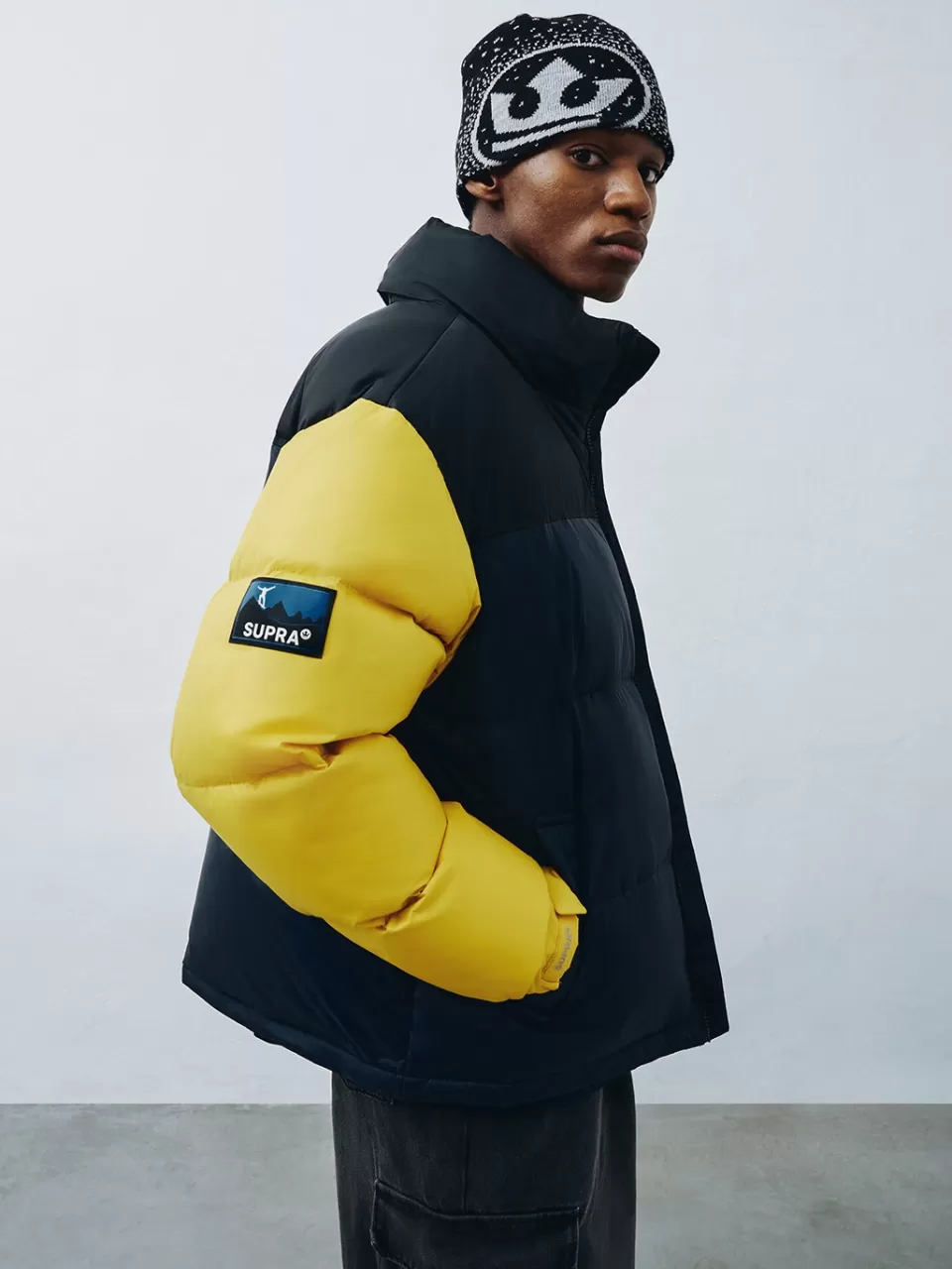 Down^SUPRA Color Block Short Down Jacket