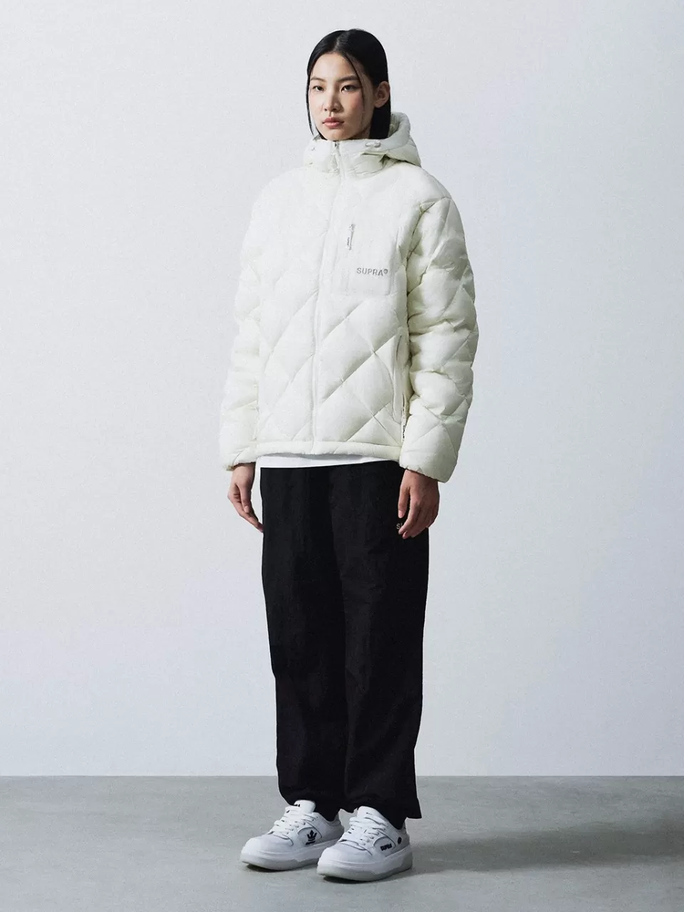 Light Down / Vest^SUPRA Hood Quilting Lightweight Short Down Jacket