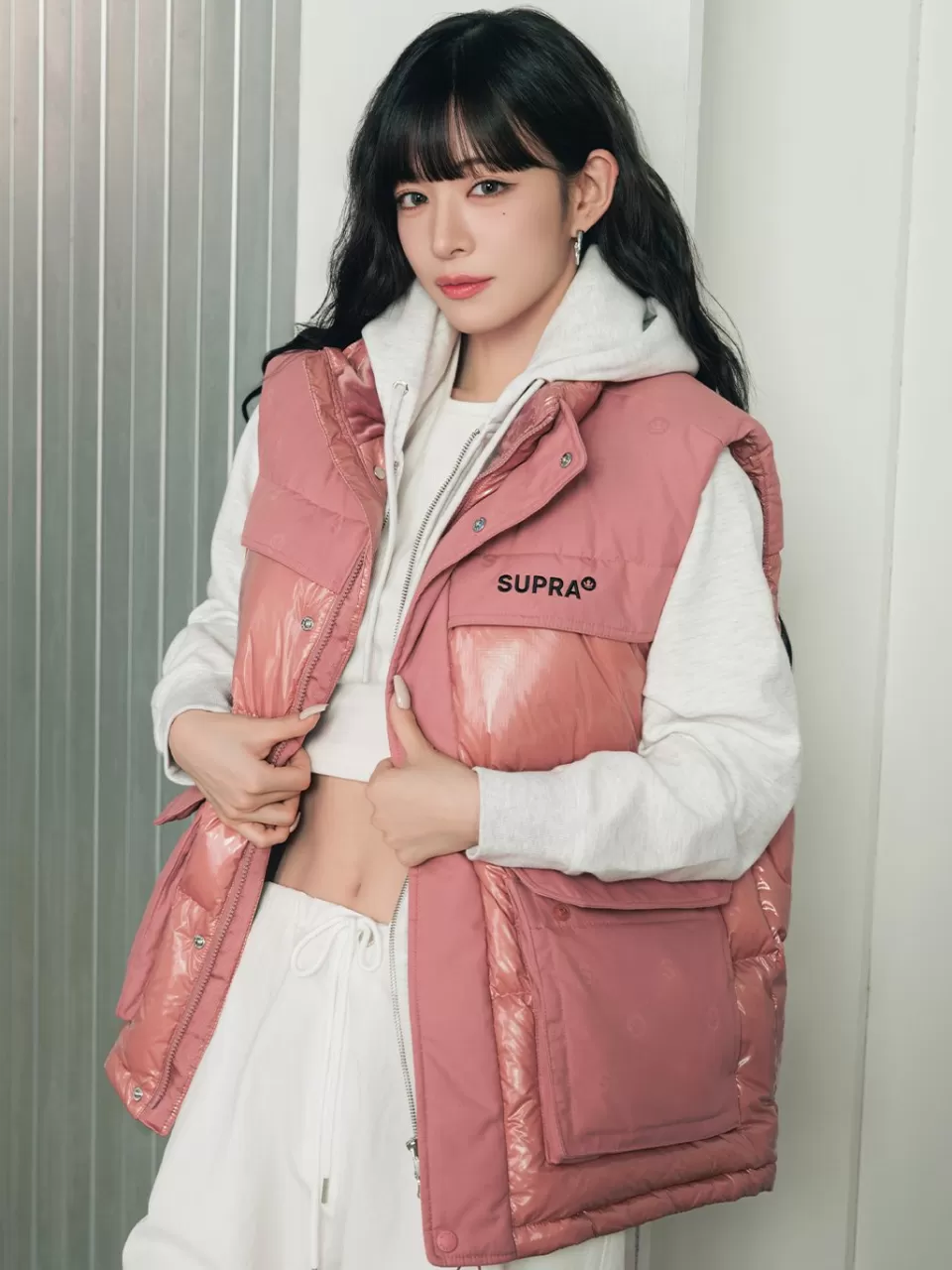 Light Down / Vest^SUPRA Jacquard Color Block Down vest
