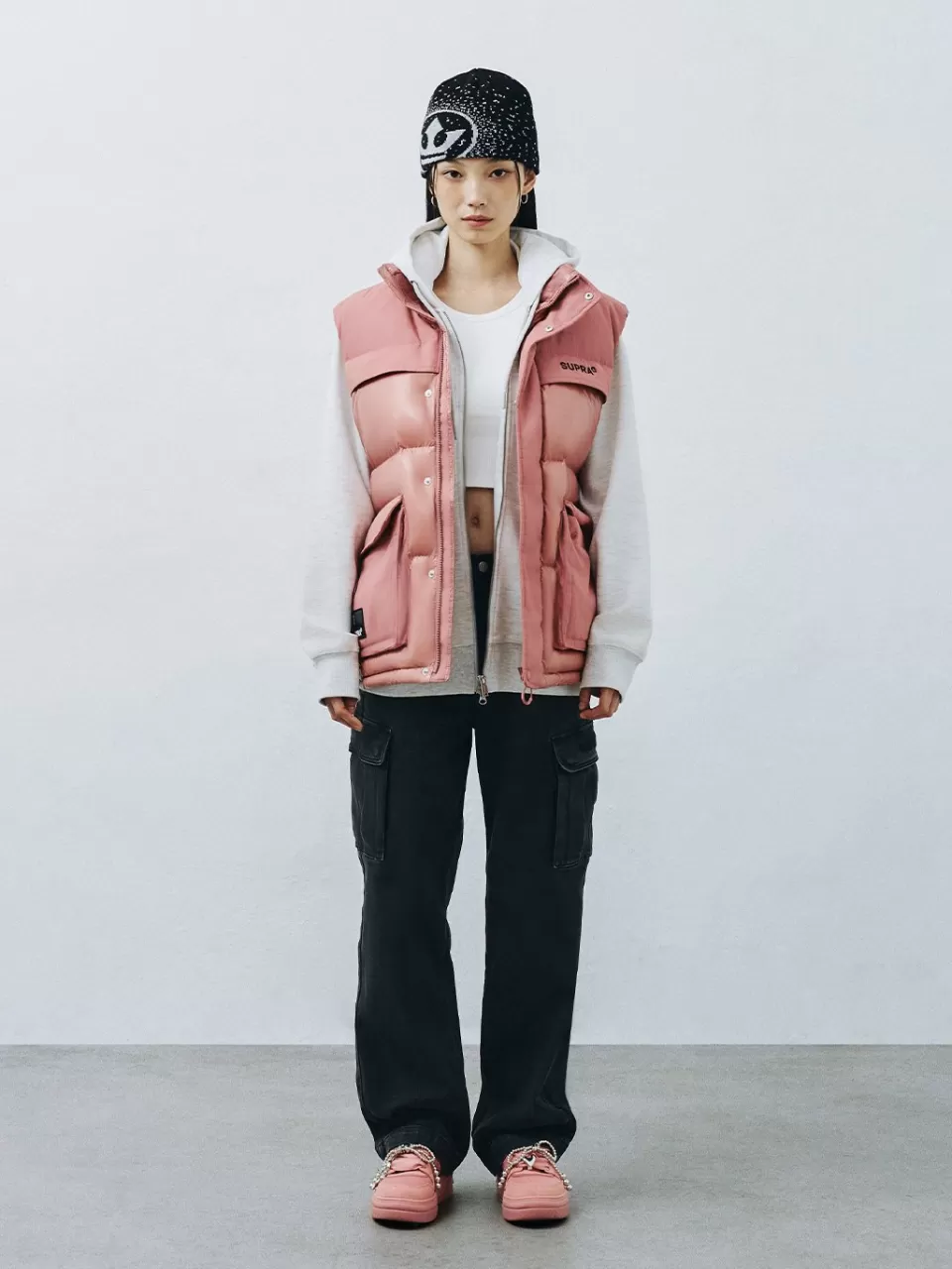 Light Down / Vest^SUPRA Jacquard Color Block Down vest
