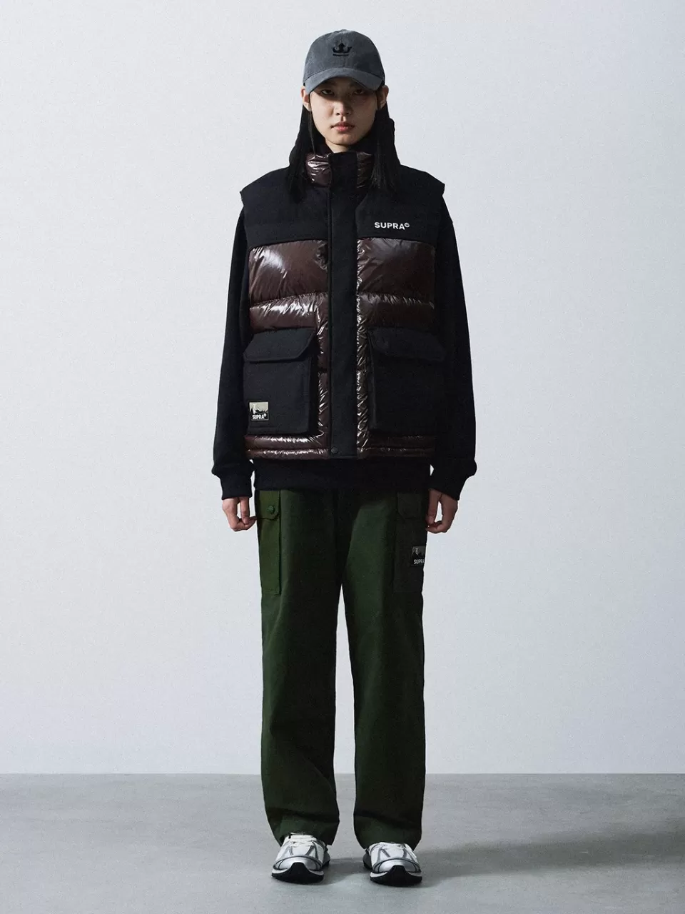 Light Down / Vest^SUPRA Jacquard Color Block Down vest