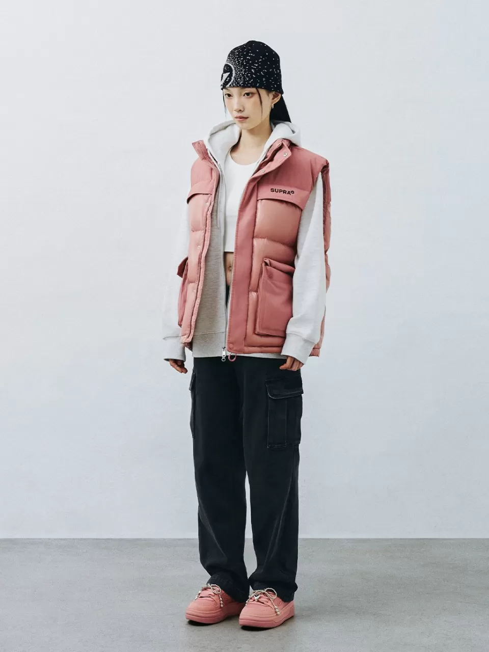 Light Down / Vest^SUPRA Jacquard Color Block Down vest