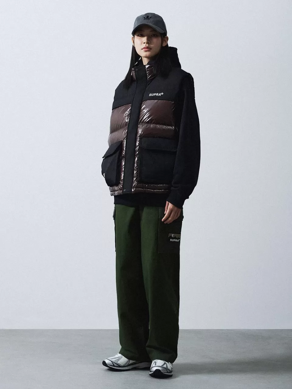 Light Down / Vest^SUPRA Jacquard Color Block Down vest