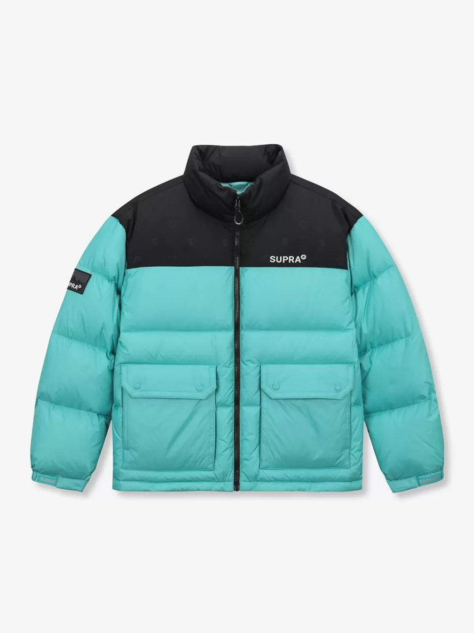 Down^SUPRA jacquard Color Block Short Down Jacket
