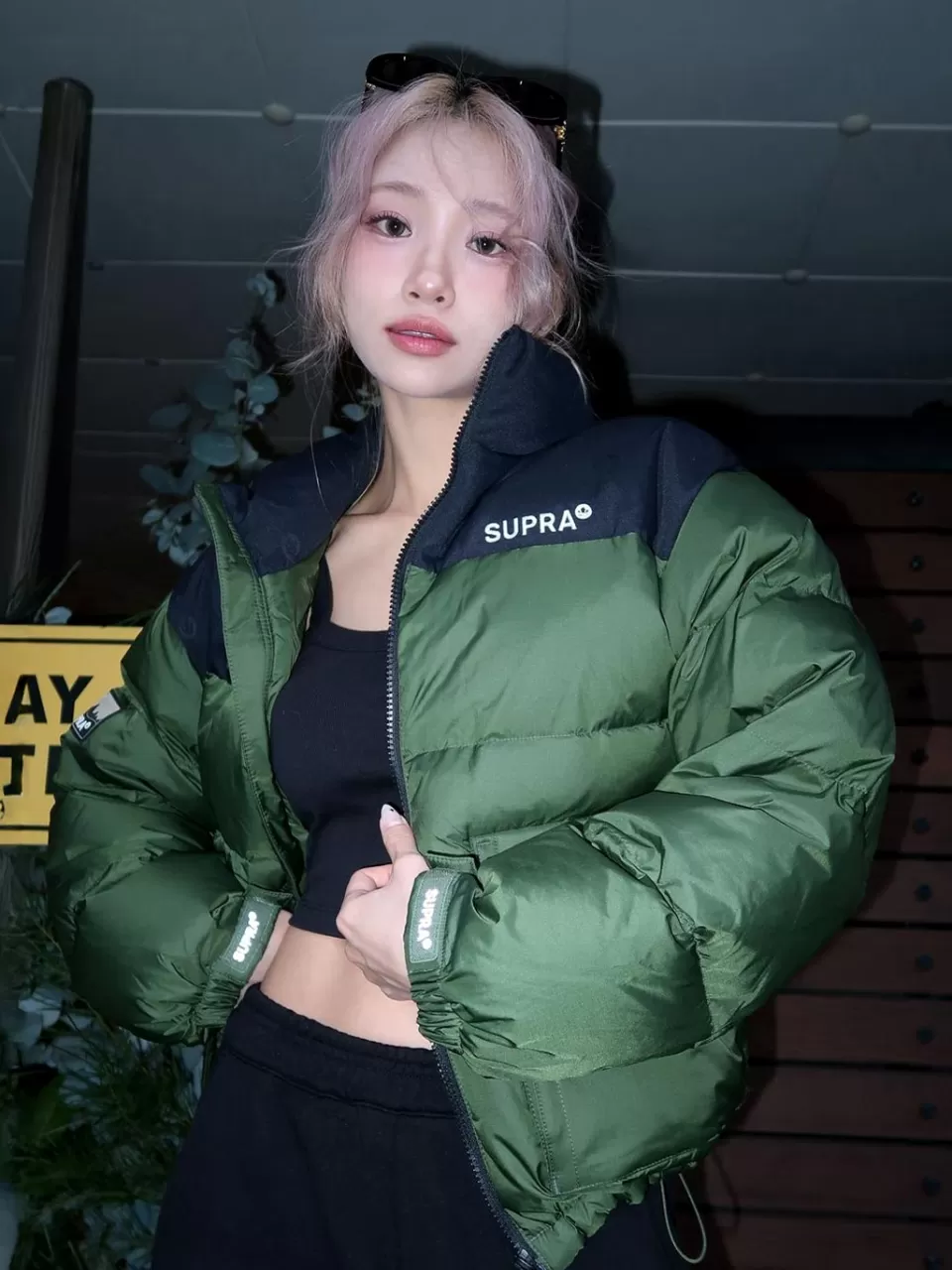 Down^SUPRA jacquard Color Block Short Down Jacket