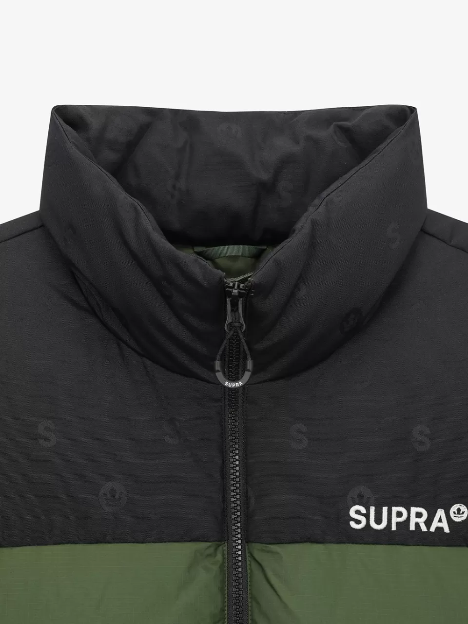 Down^SUPRA jacquard Color Block Short Down Jacket