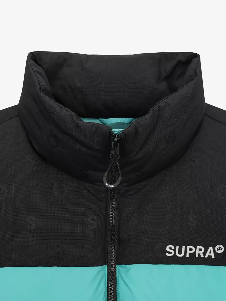 Down^SUPRA jacquard Color Block Short Down Jacket