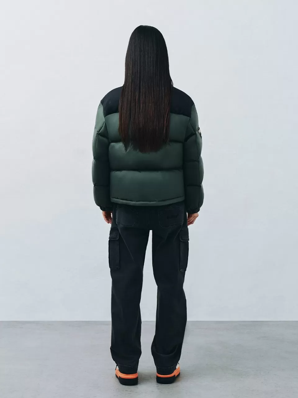 Down^SUPRA jacquard Color Block Short Down Jacket