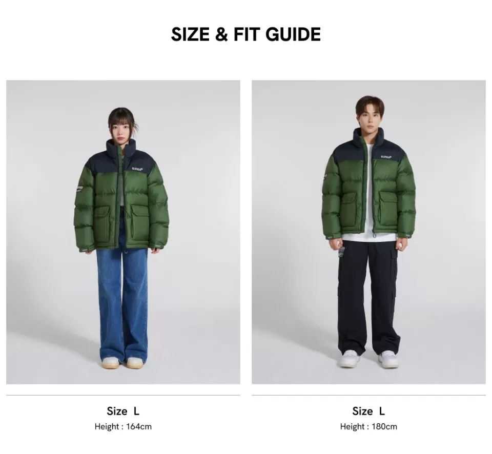 Down^SUPRA jacquard Color Block Short Down Jacket