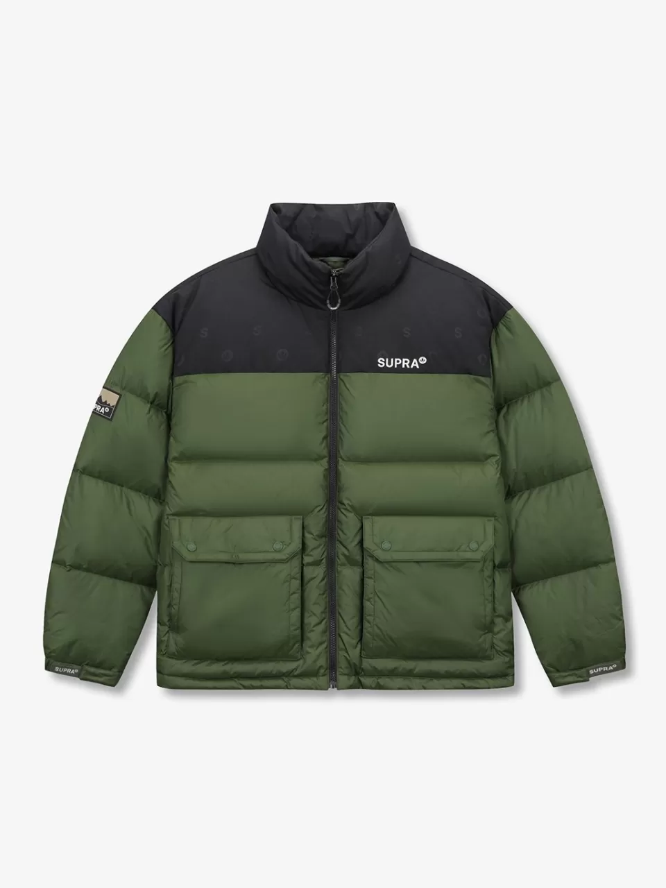 Down^SUPRA jacquard Color Block Short Down Jacket