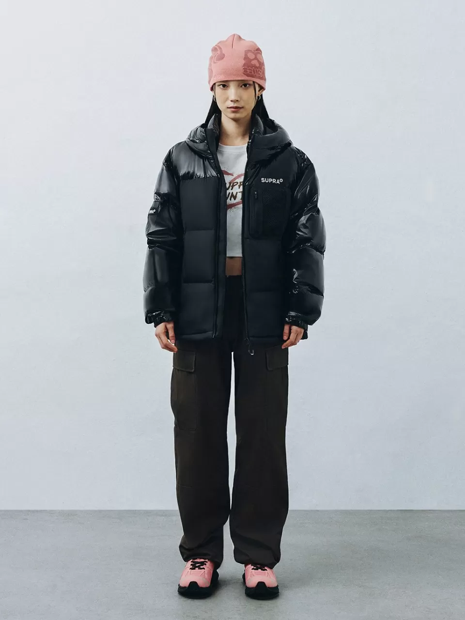 Down^SUPRA mesh pocket Short Down Jacket