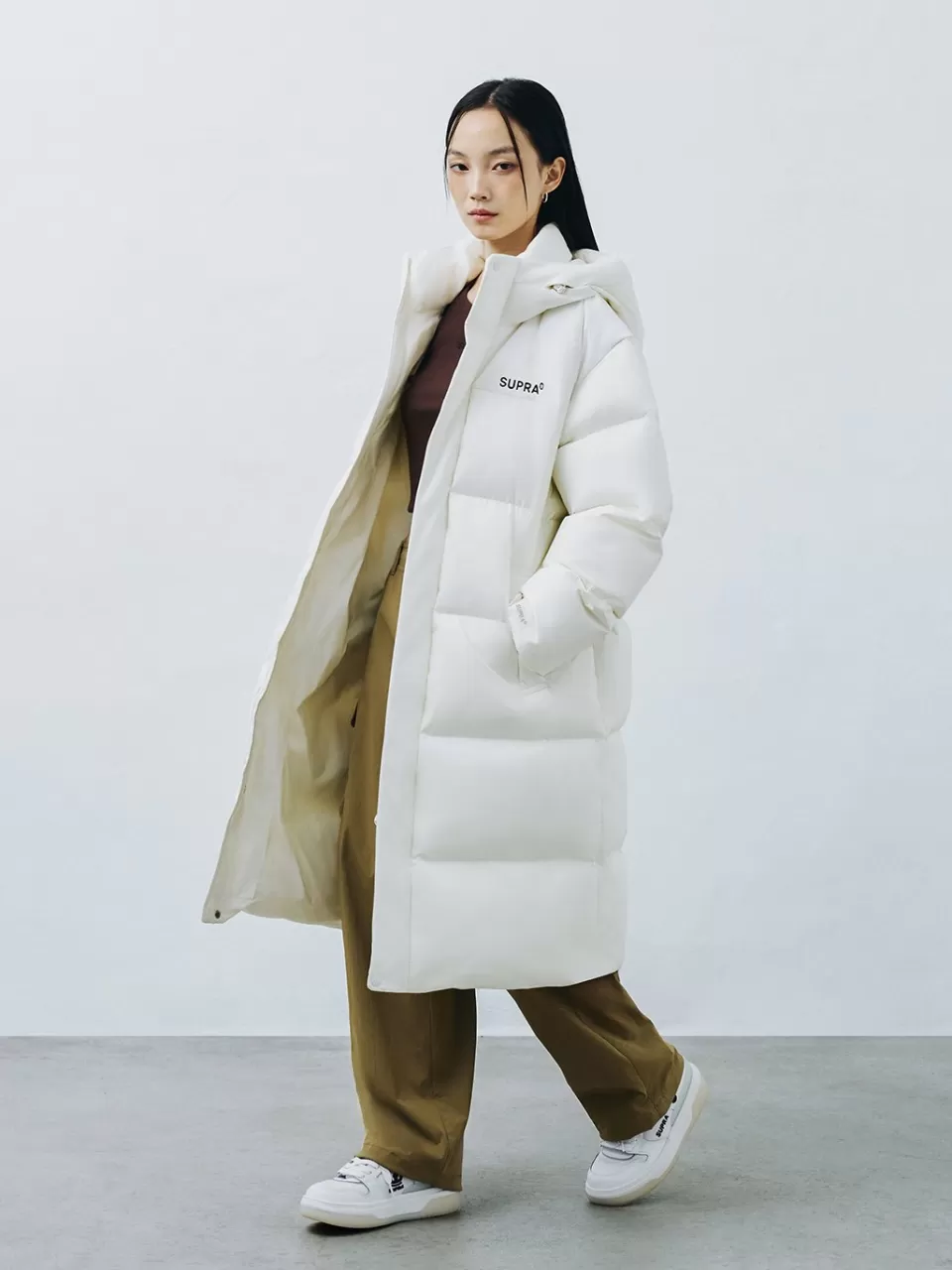 Down^SUPRA Ripstop Color Block Long Down Jacket