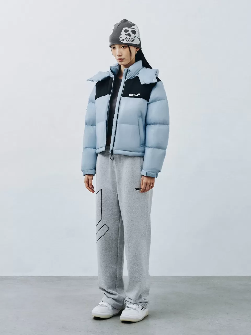 Down^SUPRA Women's Jacquard Color Block Short Down Jacket