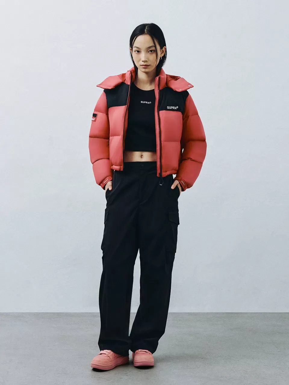 Down^SUPRA Women's Jacquard Color Block Short Down Jacket
