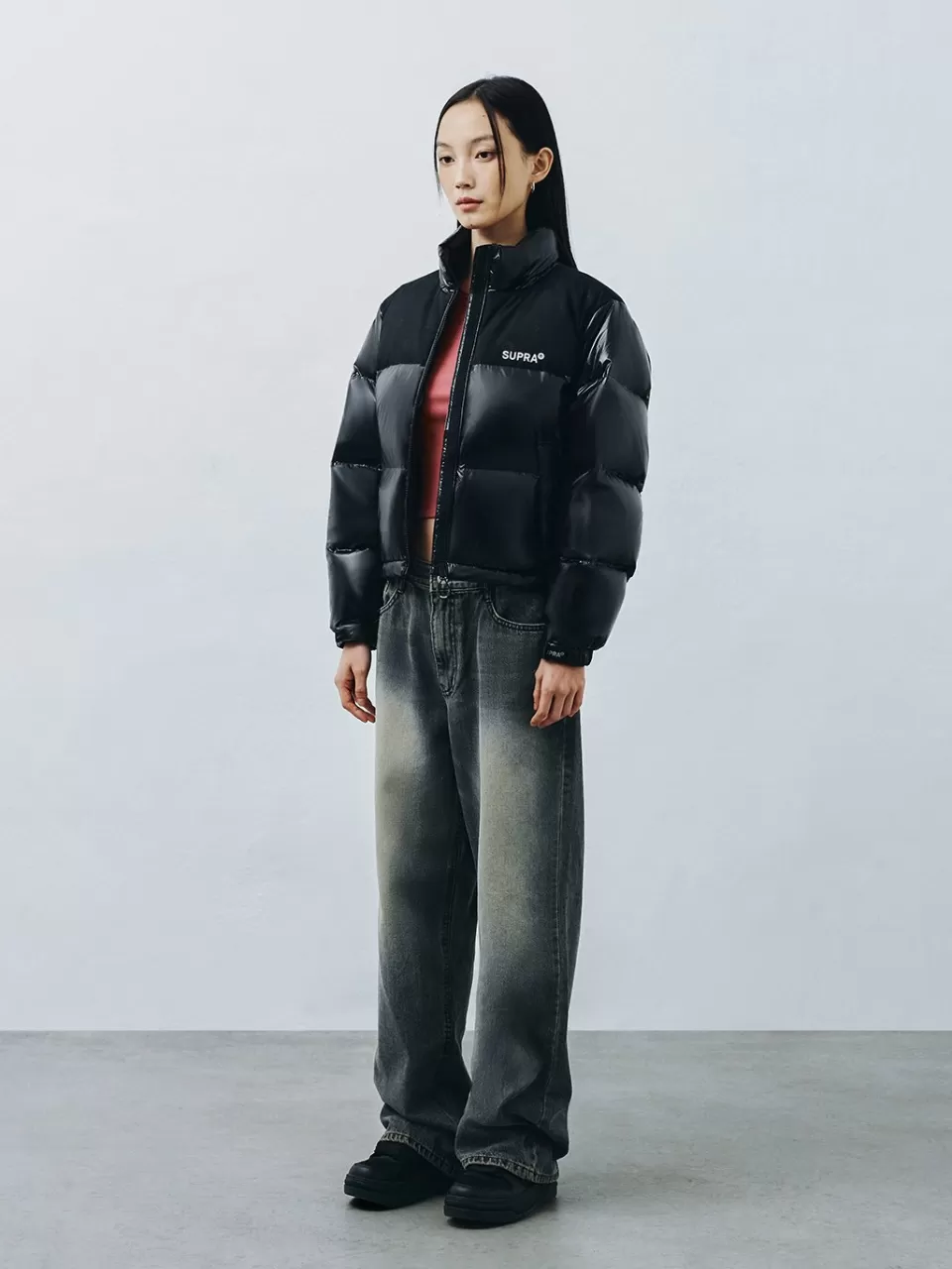 Down^SUPRA Women's Jacquard Color Block Short Down Jacket