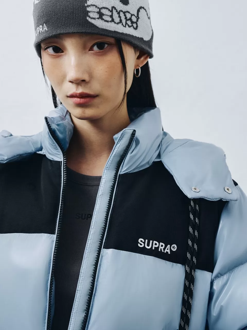 Down^SUPRA Women's Jacquard Color Block Short Down Jacket