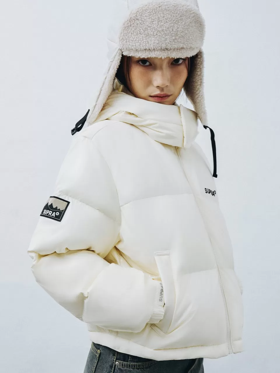 Down^SUPRA Women's Jacquard Color Block Short Down Jacket