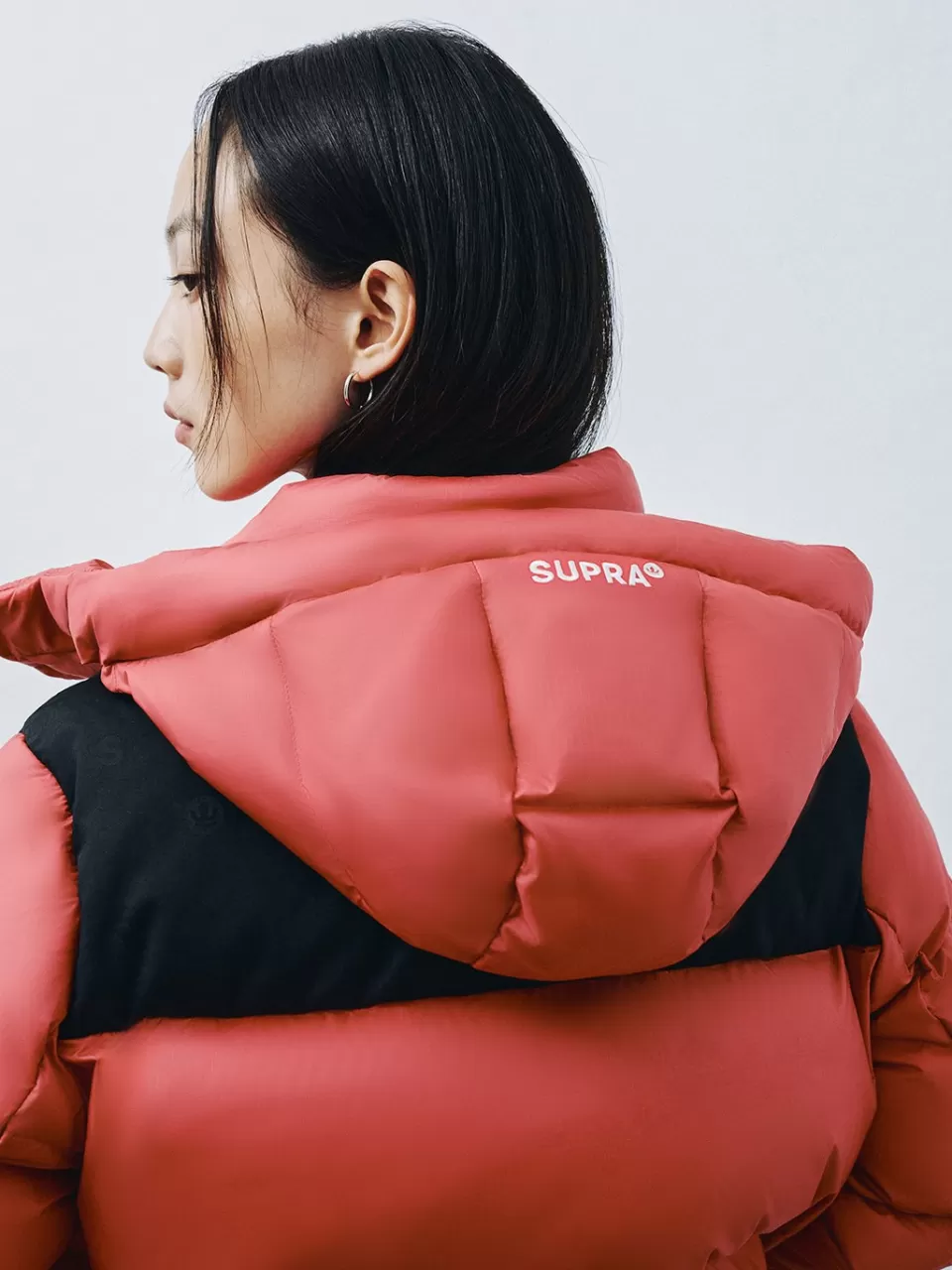 Down^SUPRA Women's Jacquard Color Block Short Down Jacket