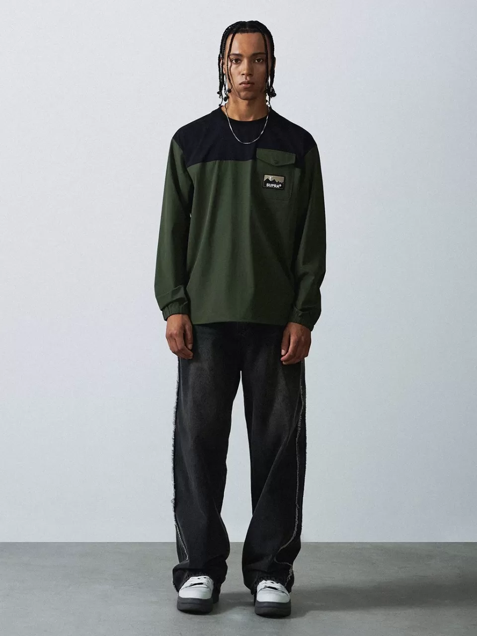 T-Shirts^SUPRA Woven Coloring point Long-Sleeved T-Shirt
